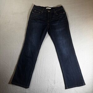 Levis 505 Straight Leg Jeans Womens 10 Dark Wash Indigo Blue Stretch Denim